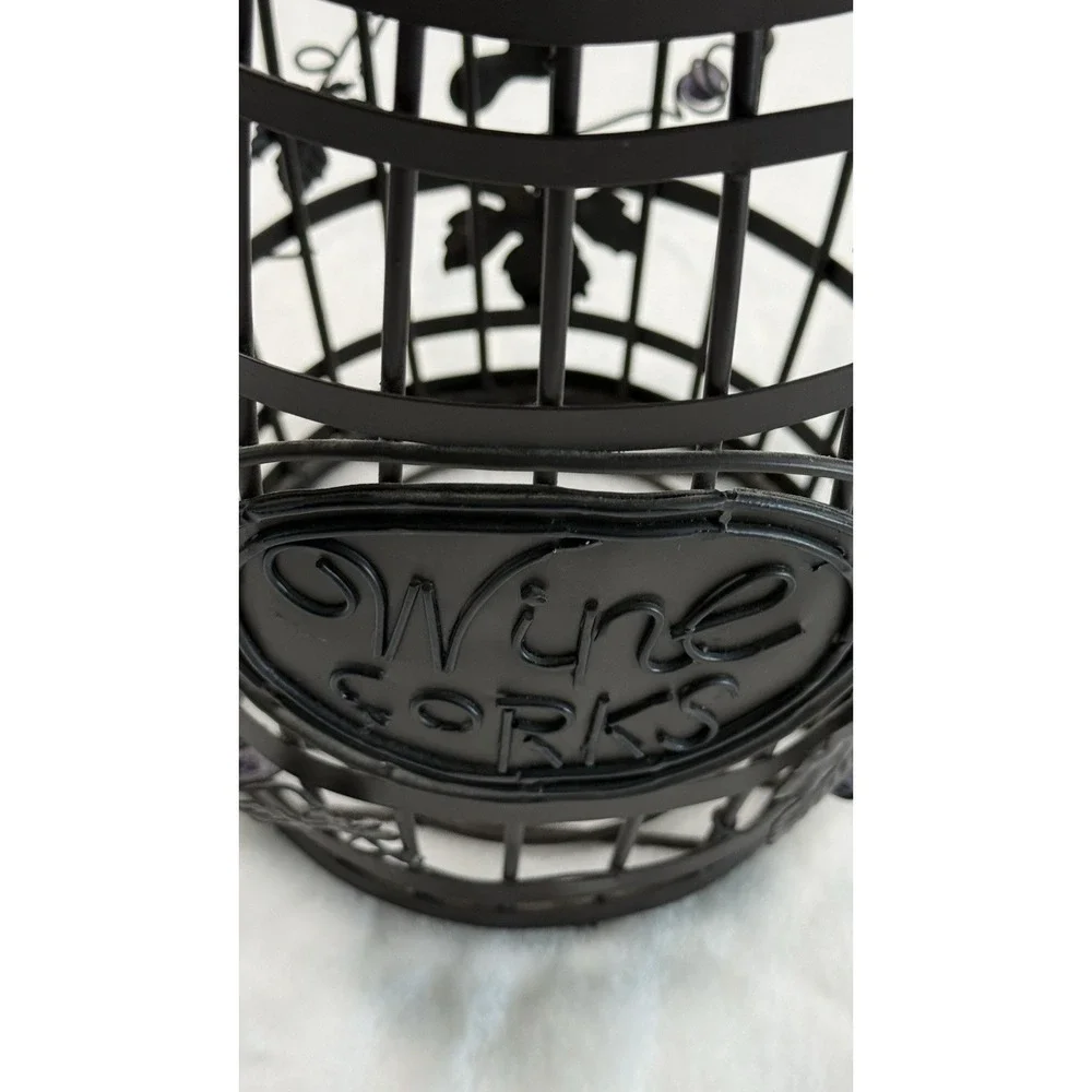 Epic Wine Cork Barrel Cage~ Brown Metal With Grapevine & Bead Accents